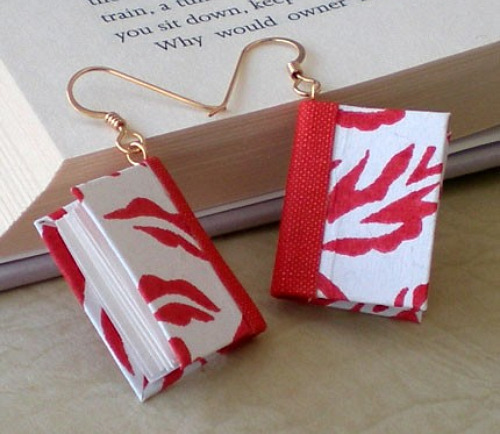 book earrings