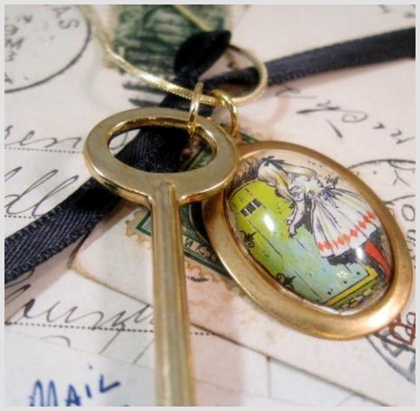 Alice In Wonderland Vintage Key Necklace