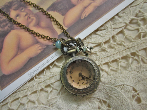 handmade vintage style watch necklace