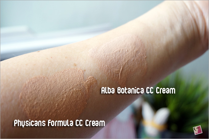 Alba Botanica Even Advanced CC Cream Vs Physicans Formula Organic Wear CC Cream Swatches